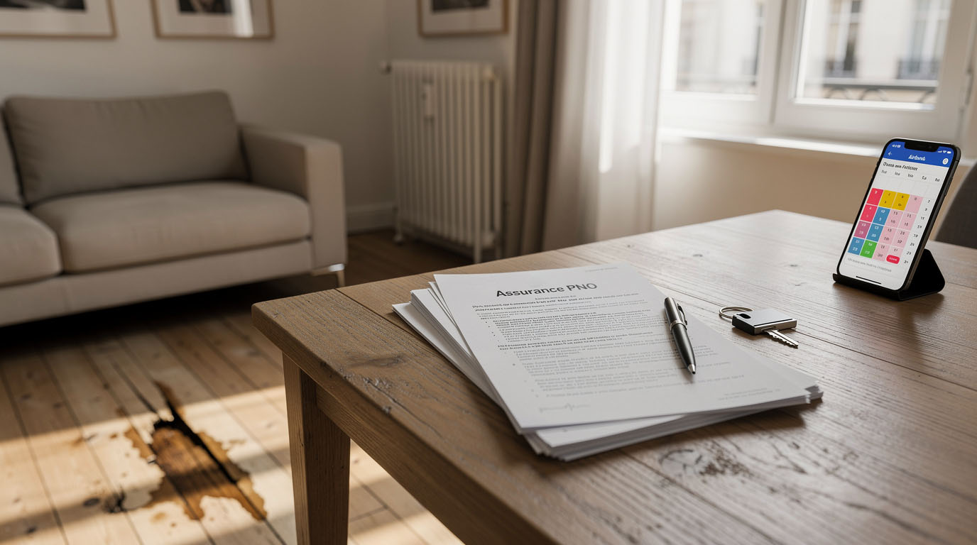 Contrat d'assurance PNO avec clés et smartphone